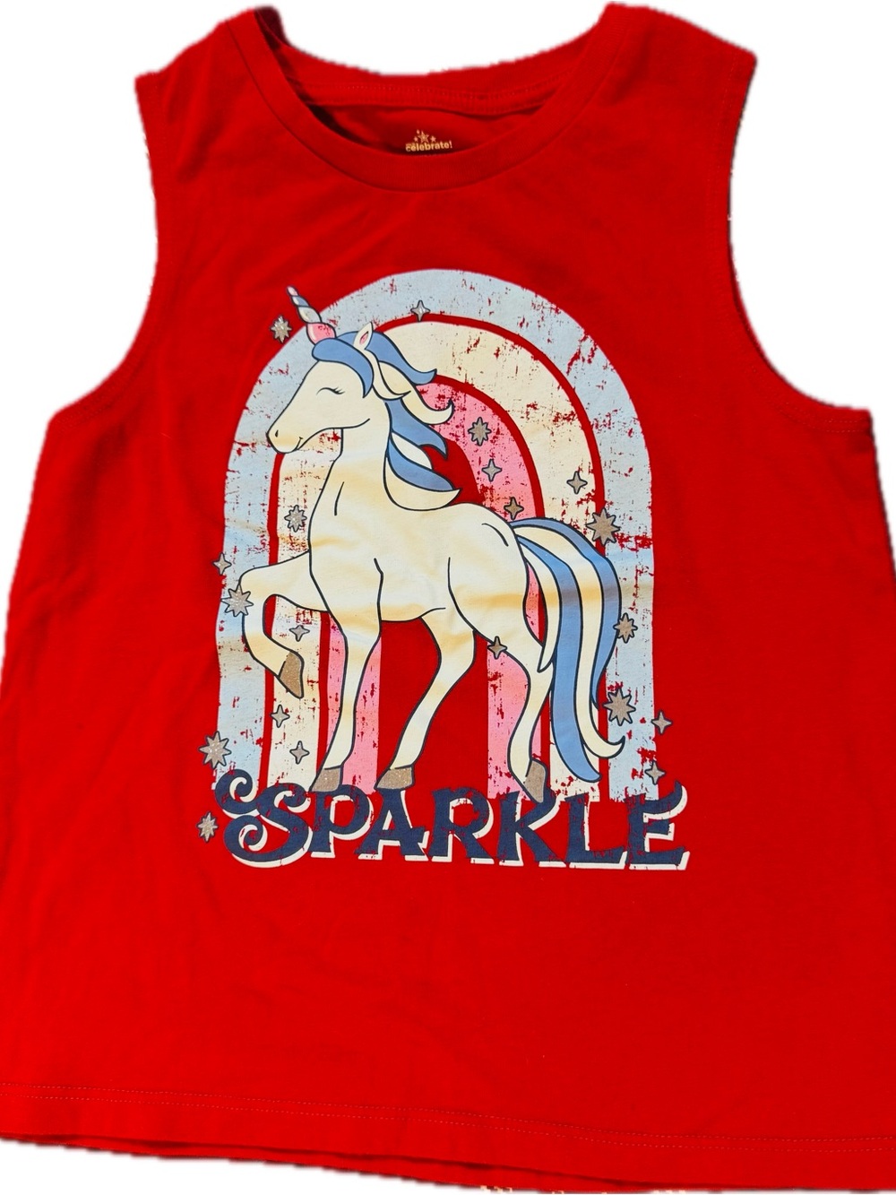 Girls' Red Unicorn 'Sparkle' Tank Top